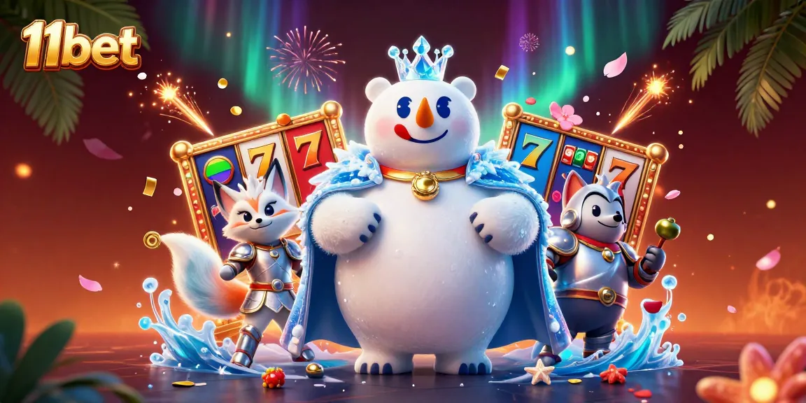Experience thrilling gameplay at 11bet, featuring a charming polar bear and dynamic casino elements.