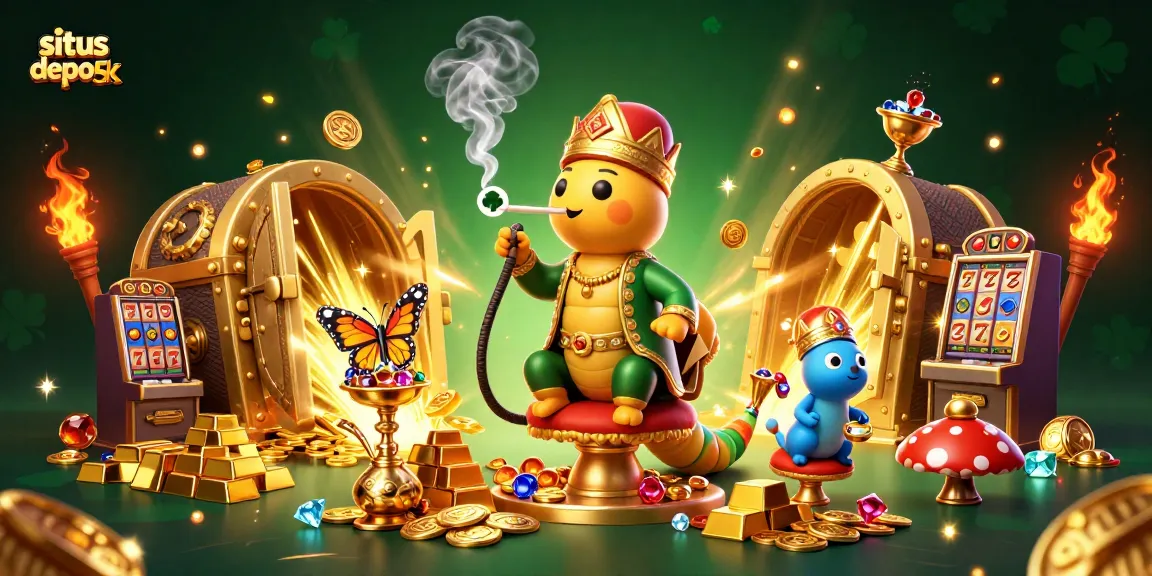 Engage with situs depo 5k exciting slot gameplay in a vibrant 3D cartoon scene.