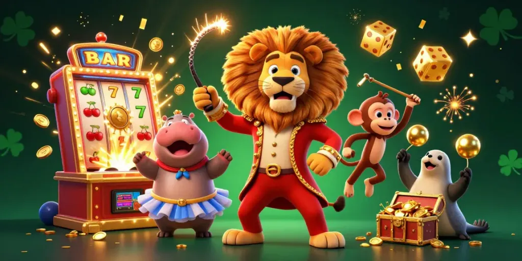 Experience the thrill of lotus365 with vibrant casino characters and a jackpot explosion in this colorful illustration.