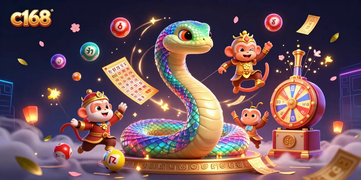 c168 brings excitement with lottery balls, a rainbow serpent, and a golden monkey king in action.