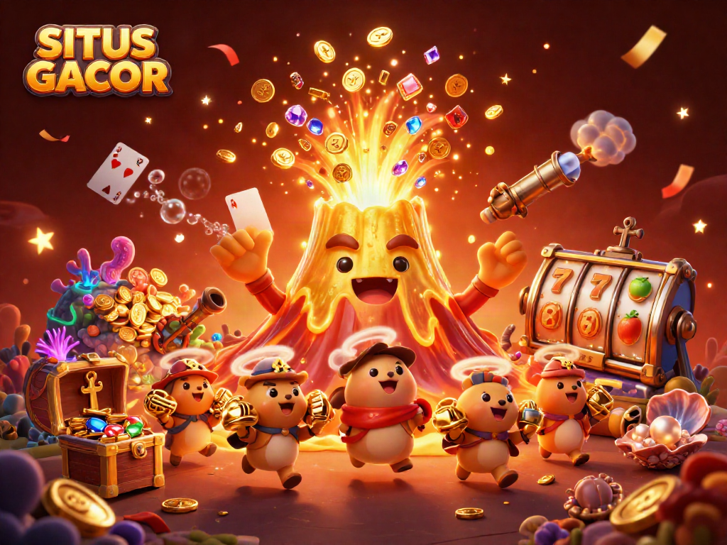 Experience SITUS GACOR with a vibrant casino-themed scene featuring winning elements.