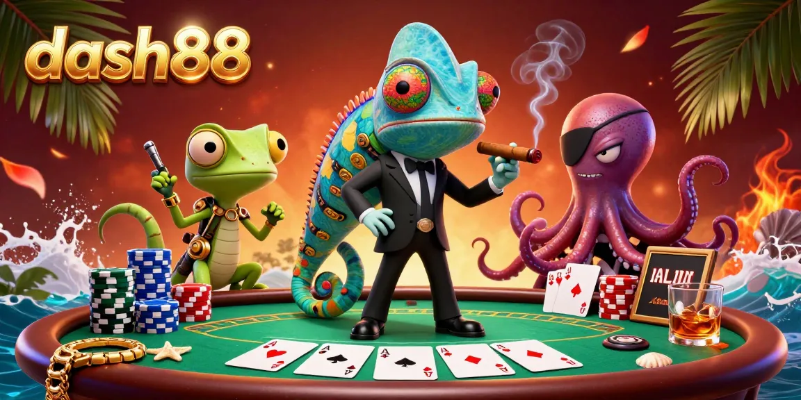 Experience thrilling gameplay at dash88 in this vibrant casino illustration showcasing a high-energy poker scene.