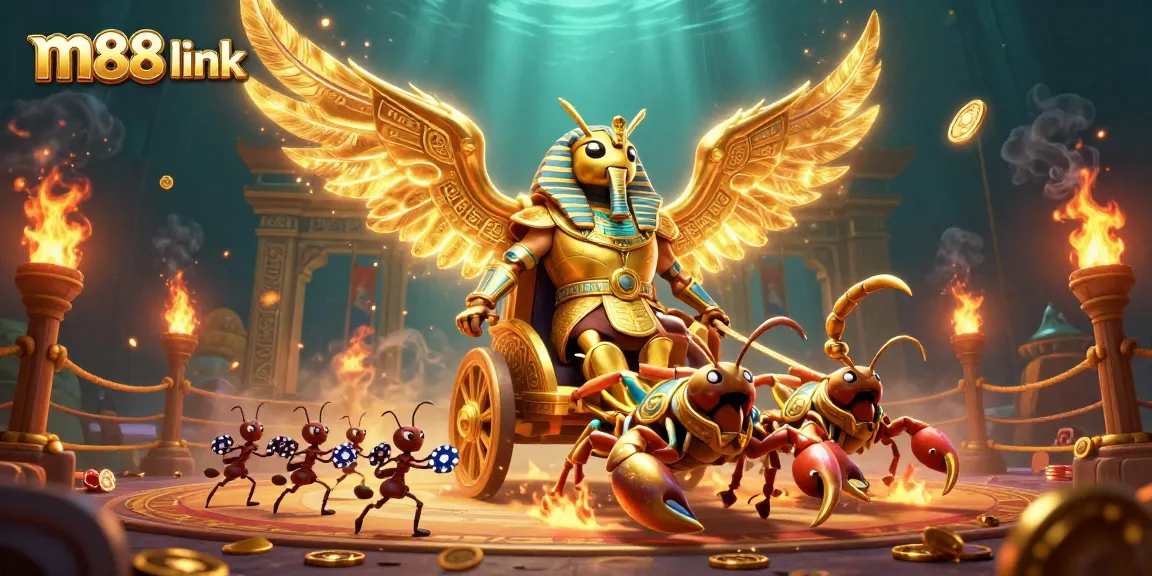 Engage with m88 link in a dynamic 3D casino scene featuring iconic characters and elements.