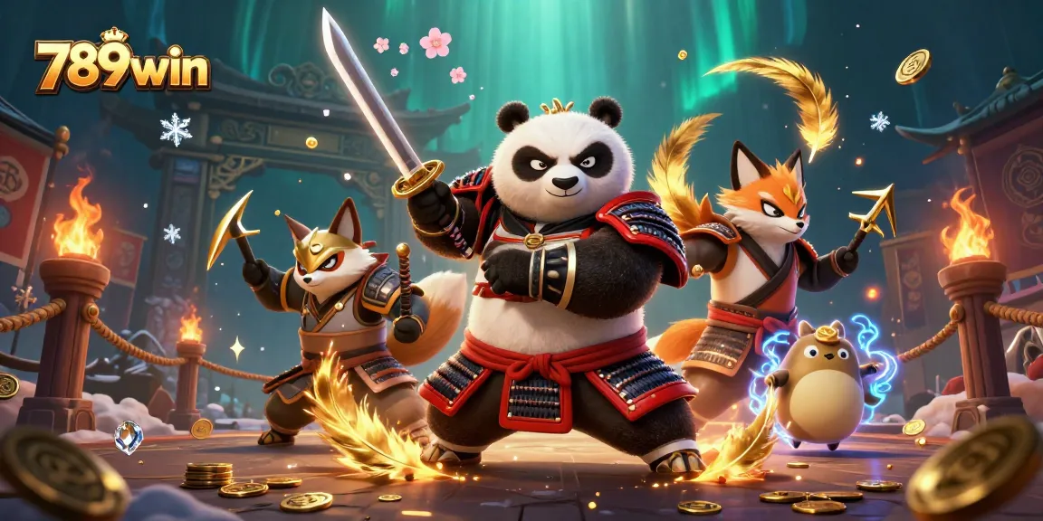 Engage with 789win's thrilling casino adventure featuring samurai panda fighting for victory.