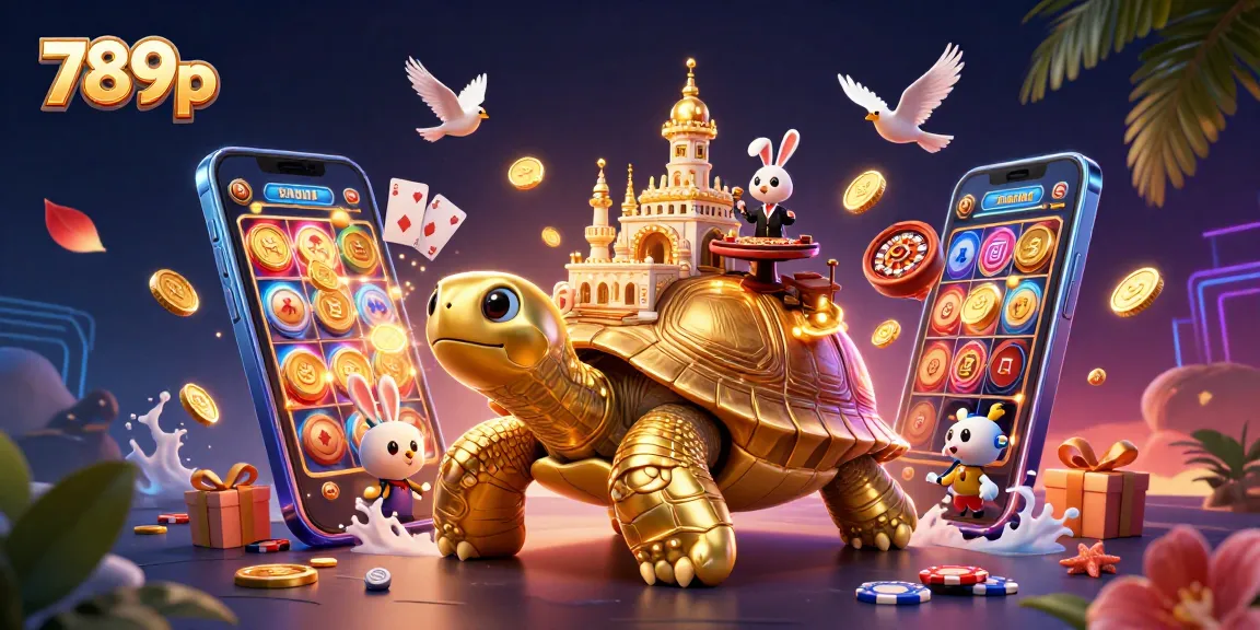 Experience exciting wins at 789p with a lively casino scene showcasing a golden tortoise casino.