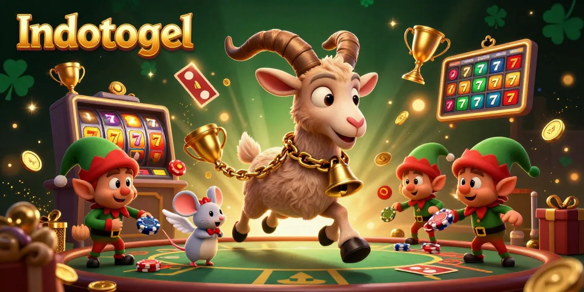Experience the excitement of Indotogel with this vibrant 3D illustration showcasing a holiday-horror casino packed with lively characters.
