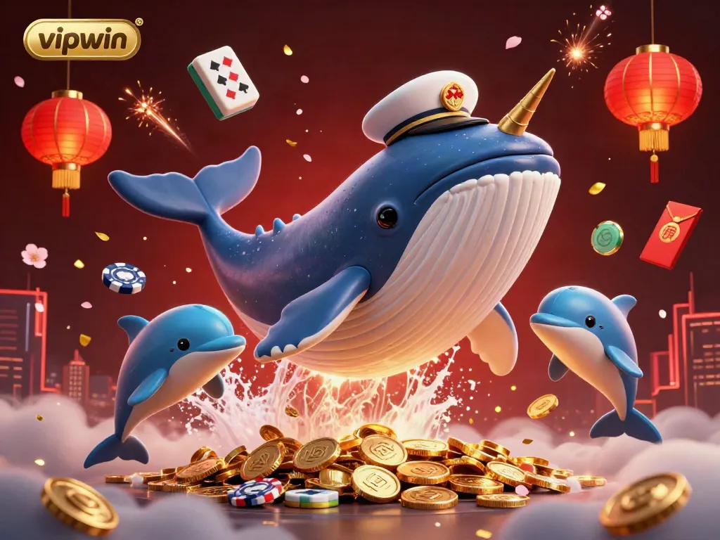 Play and win big with vipwin in this vibrant casino-themed scene, featuring whimsical sea creatures.