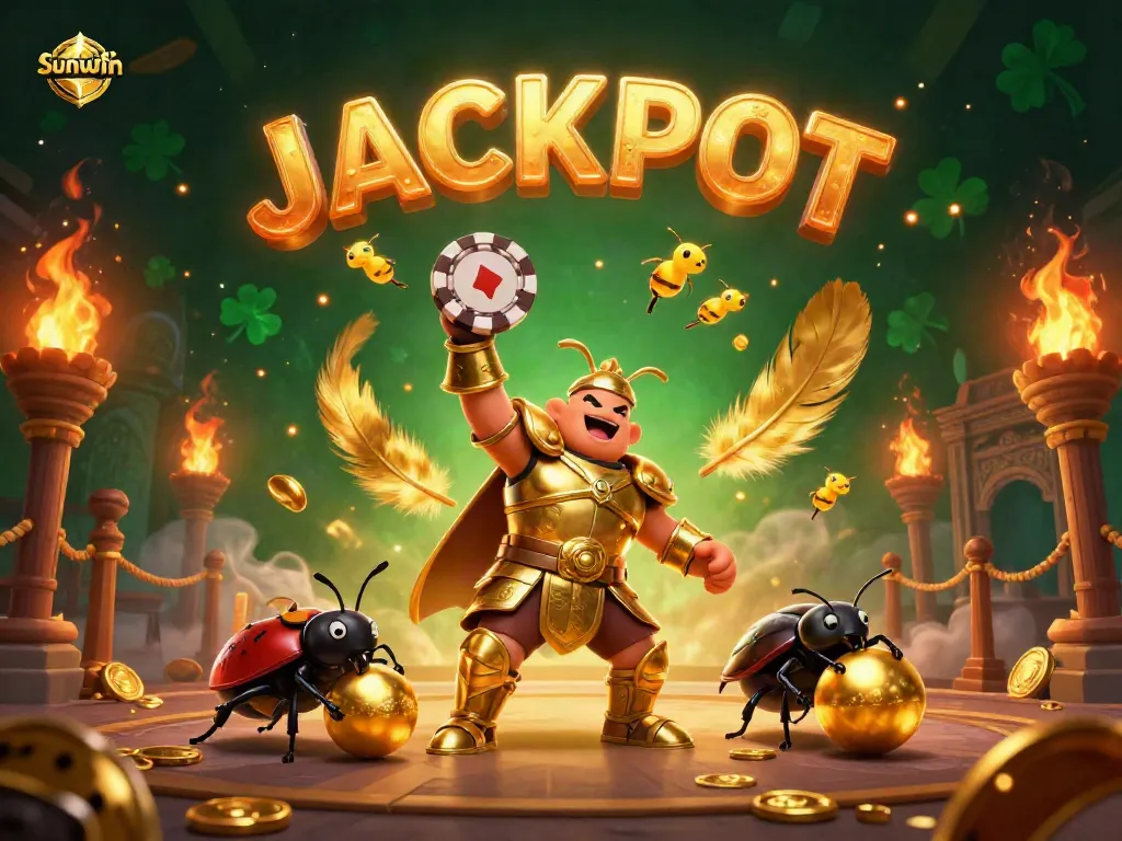 Experience the thrill of sunwin gambling with a lively beetle scene celebrating a big win.