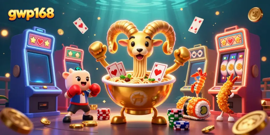 Permainan slot seru di gwp168 dengan ramen raksasa dan karakter unik yang menghibur.