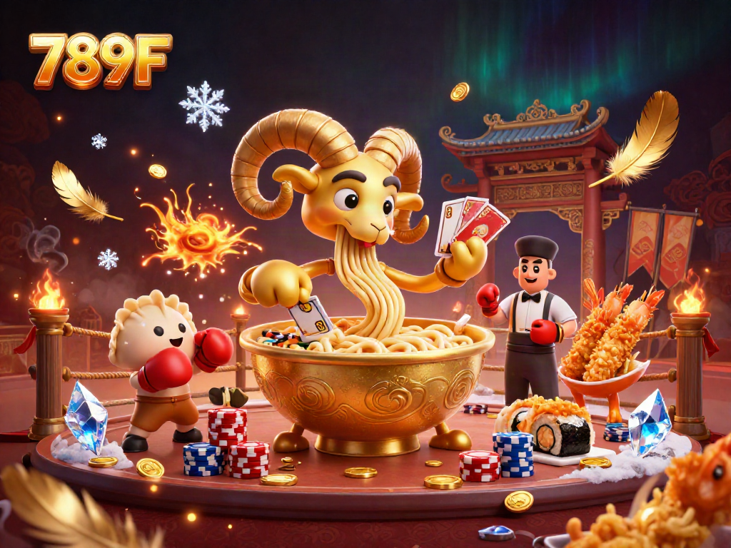 Engage with thrilling games at 789F featuring a vibrant 3D casino scene full of characters and action.