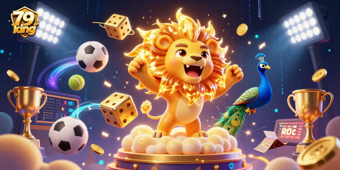 Bet on excitement with this vibrant 79 king casino illustration featuring animated characters and sports elements.