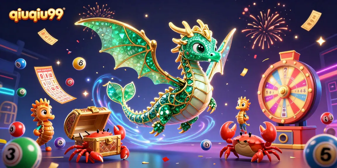 Experience excitement with the qiuqiu99 treasure chest carried by tiny crabs and vibrant game elements.