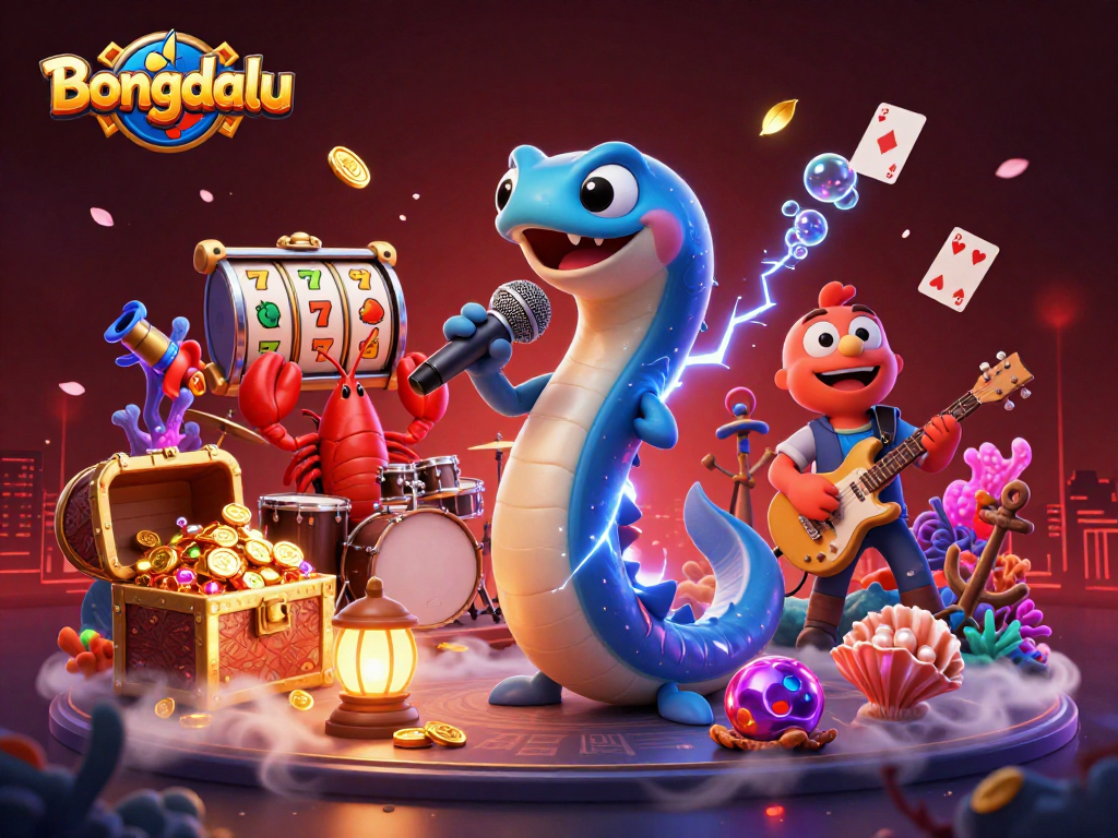 Bongdalu electrifies with an underwater DJ performance amid vibrant casino treasures.