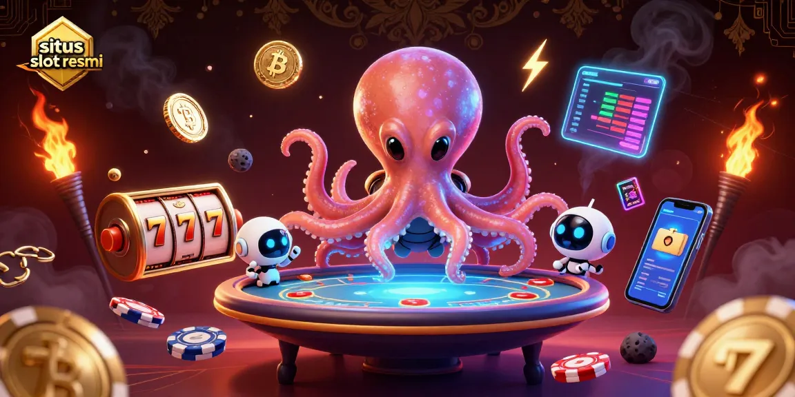Engage with situs slot resmi and experience thrilling wins at a vibrant cosmic casino with a whimsical octopus and robot!