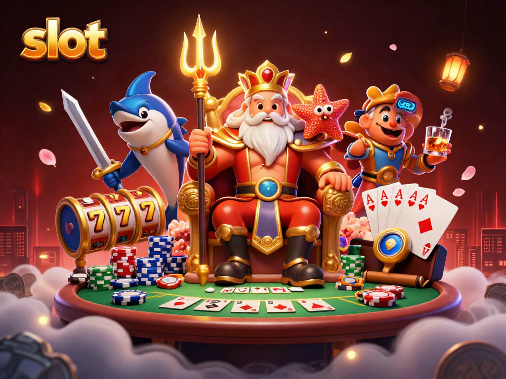 Permainan slot di kasino dengan raja laut dan elemen menarik