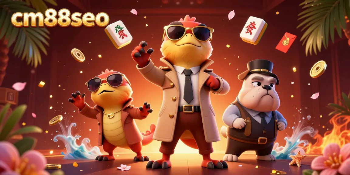 Experience fun gambling with cm88seo, featuring raptors in a trench coat at a VIP casino lounge.