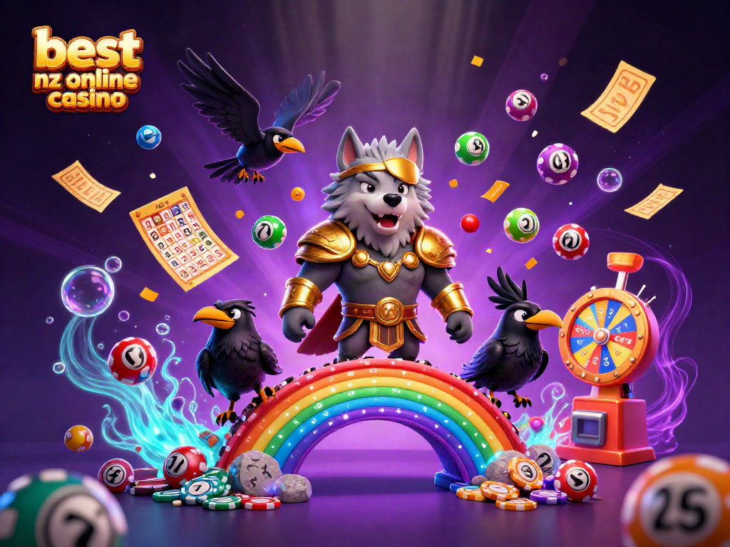 Experience the excitement of the best nz online casino with colorful lottery elements and mythical characters.