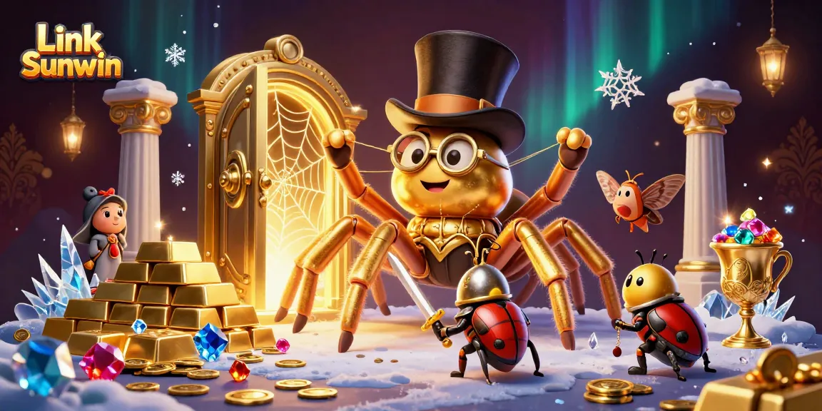 Experience thrilling action with Link Sunwin in an ultra-detailed 3D casino scene featuring golden treasures and characters.