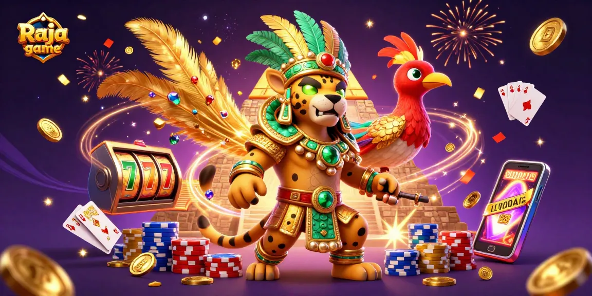 Engage in the thrilling Raja game, featuring a dynamic Mayan priest and rich casino elements.