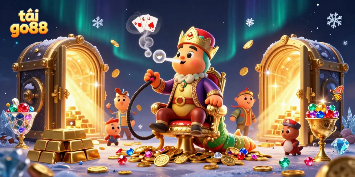 Engage in exciting gameplay with tải go88 – a vibrant illustration of a magical casino scene filled with treasures.
