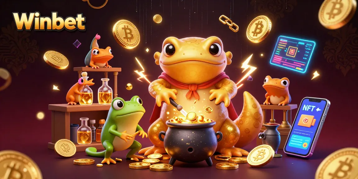 Winbet showcases a magical scene with a salamander alchemist creating gold coins in a vibrant casino environment.