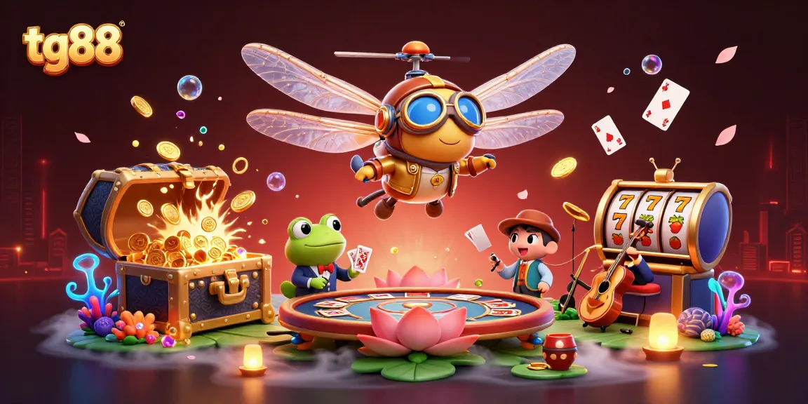 Experience the vibrant action of tg88 casino gaming with our immersive 3D illustration featuring slot machines and lively characters.