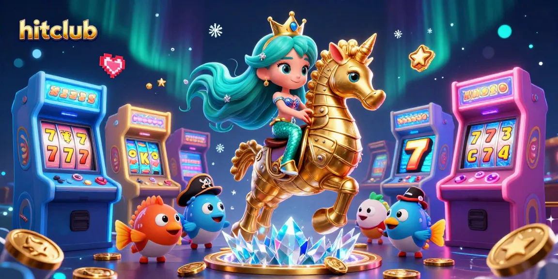 Engage with hitclub's immersive gaming experience featuring a mermaid and seahorse amid vibrant casino elements
